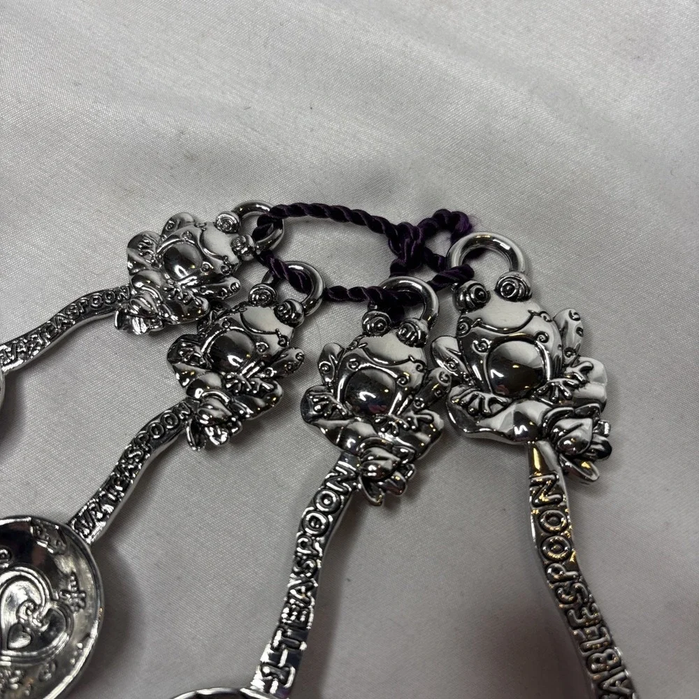 Ganz‎ Pewter Tone Frog Measuring Spoons Set Of 4 Heart & Croak Whimsical Silver